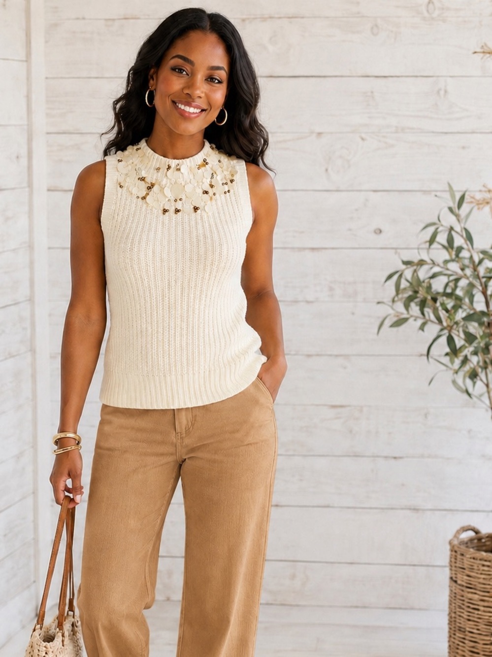 Casting LA Ivory Sleeveless Top - New